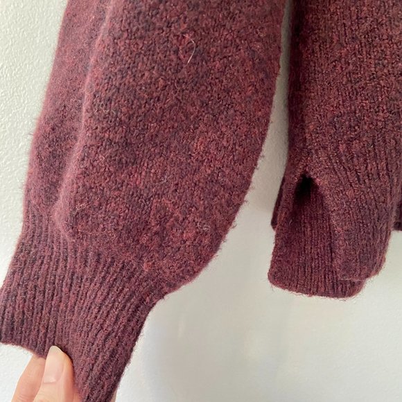 NWT Madewell Pembury Henley Mockneck Heathered Burgundy Sweater - Picture 10 of 13